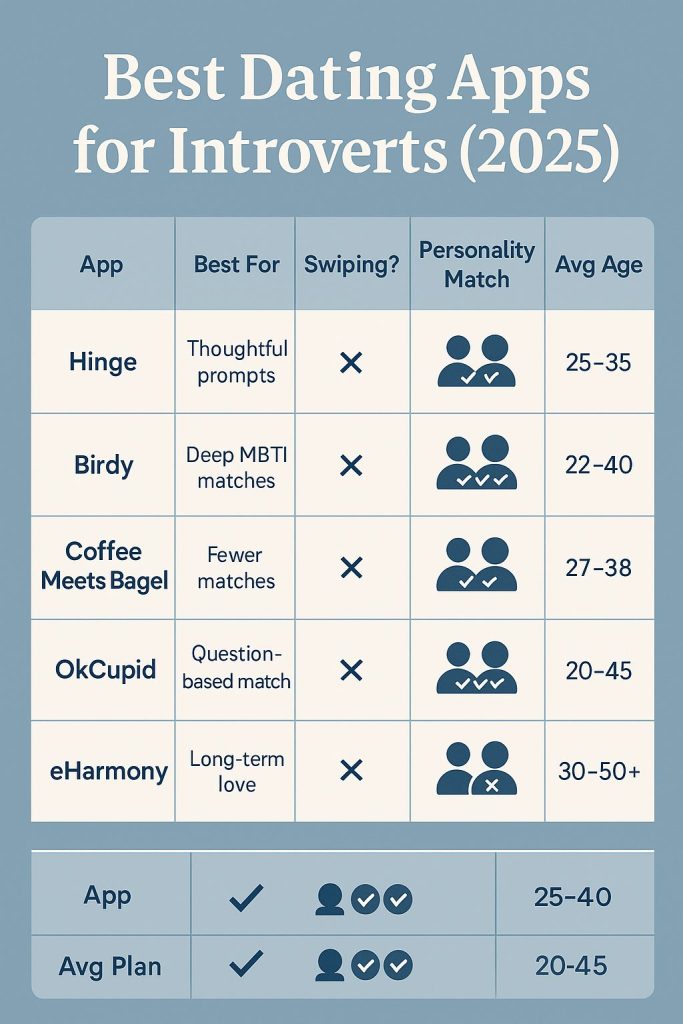 dating apps table for introverts